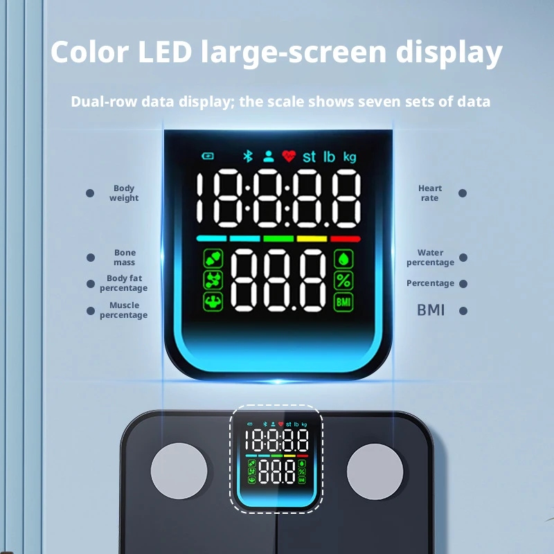Best 180kg 396lb Human Personal Tempered Glass Wireless App BMI Fat Weight Balance Bathroom Digital Smart Body Weighing Scale