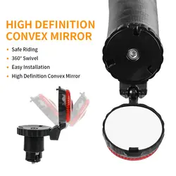 1/2pcs Bicycle Rearview Mirror Adjustable Rotate Cycling Handlebar Led Warning Light Rear View Mirrors Bike Accessories