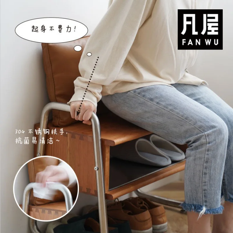 Small apartment corridor shoe stool solid wood home door can sit