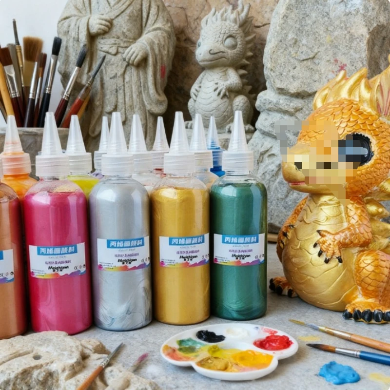 

200 мл перламутровый акриловый пигмент для рисования, водный металлический цвет, гравировка, статуя Будды, позолоченный ручная роспись, пигмент