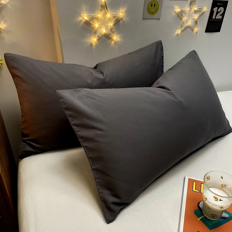 Bonenjoy 2pcs Pillowcase Solid Color Pillow Cover 48x74cm Cushion Cover for Home Bed Pillowslip Rectangle Pillow Cases 베개커버