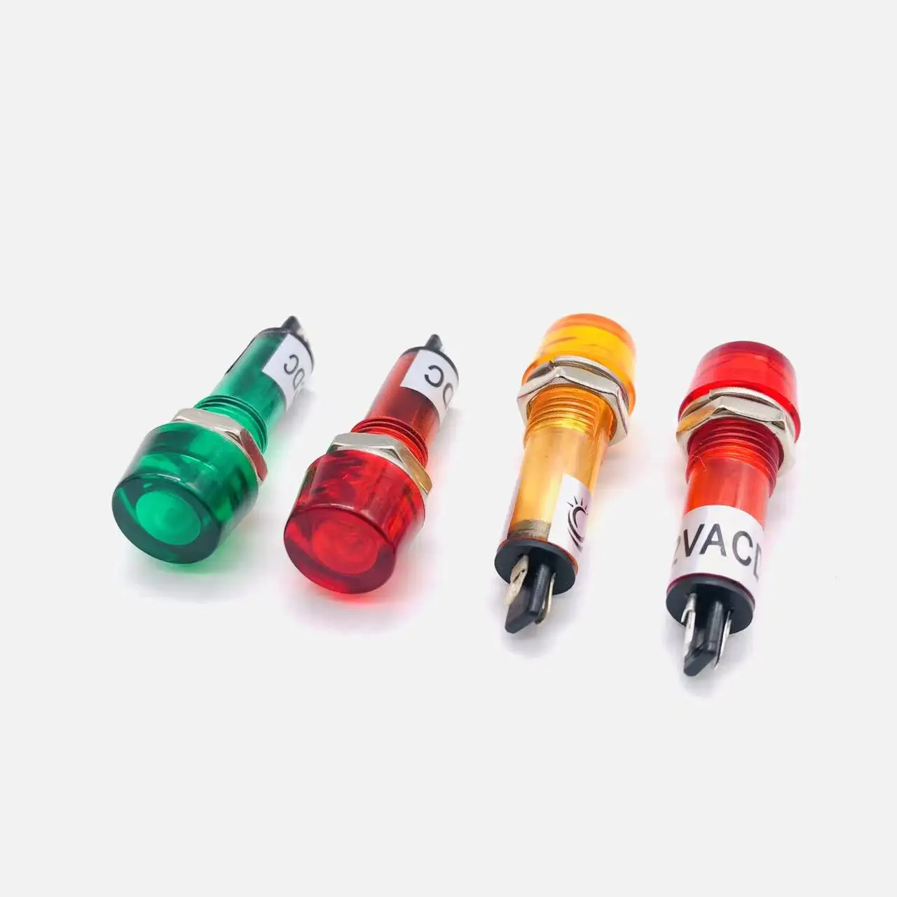 Lampada indicatore circolare da 10 mm AC DC6V 12V 24V 110V 220V 380V piccola alimentazione lampada di segnalazione in plastica rosso verde giallo lampadina al neon