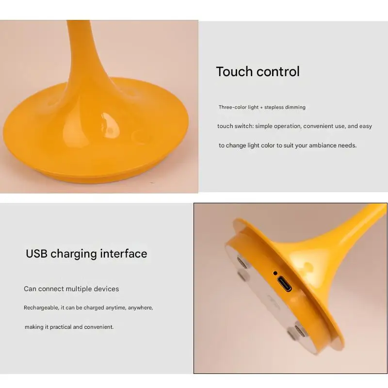 مصباح فطر بسيط وشعبي حديث على الطراز الكريمي لغرفة النوم بجانب السرير مصباح إبداعي صغير الخصر