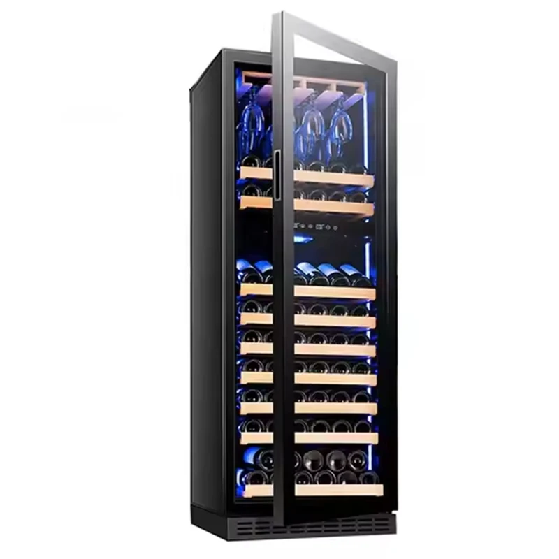 

Двухзонный холодильник для вина, встроенный роскошный винный погреб с регулируемым дверным термостатом для ресторана, дома