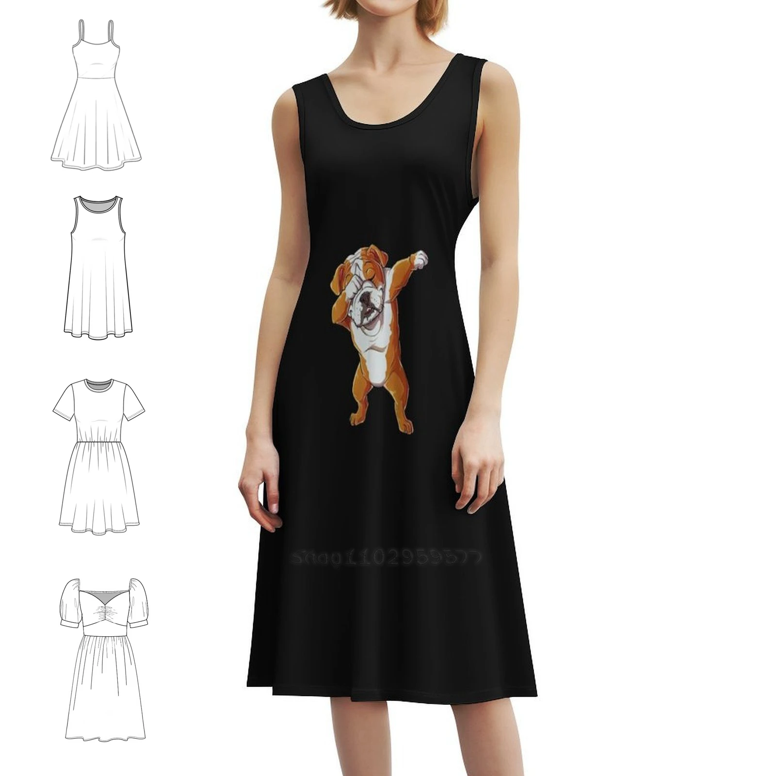 

Футболка с английским бульдогом для мальчиков, женское элегантное праздничное платье Dab Dance Puppy, платье трапециевидной формы с короткими/длинными/без рукавов