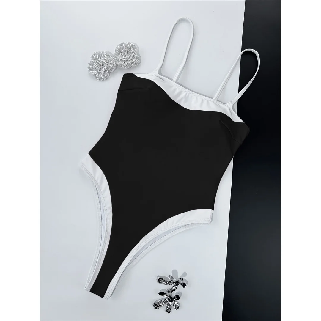2026 Farbblock-Badeanzug, einteilig, für Damen, mit hohem Beinausschnitt, Monokini, gepolstert, Badeanzug, Badebekleidung, V8387 – Detail 5