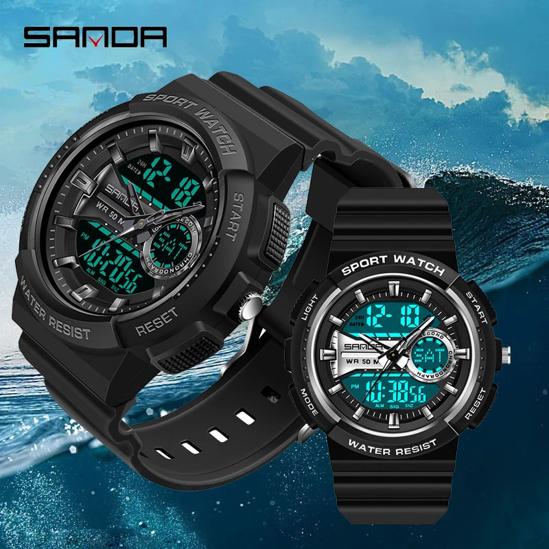 SANDA 6081 6073 Lovers Watches Luxury Quartz Date Wristwatch For Men And Women Silicone Strap Mujer Hombre Couple Digital Watch