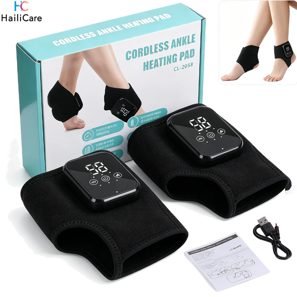 2 Stück elektrische Knöchelorthese mit verstellbarem Riemen, Fußschutz, wiederaufladbar, kabellos, Knöchelbandage zur Linderung von Plantarfasziitis und zur Gelenkpflege.