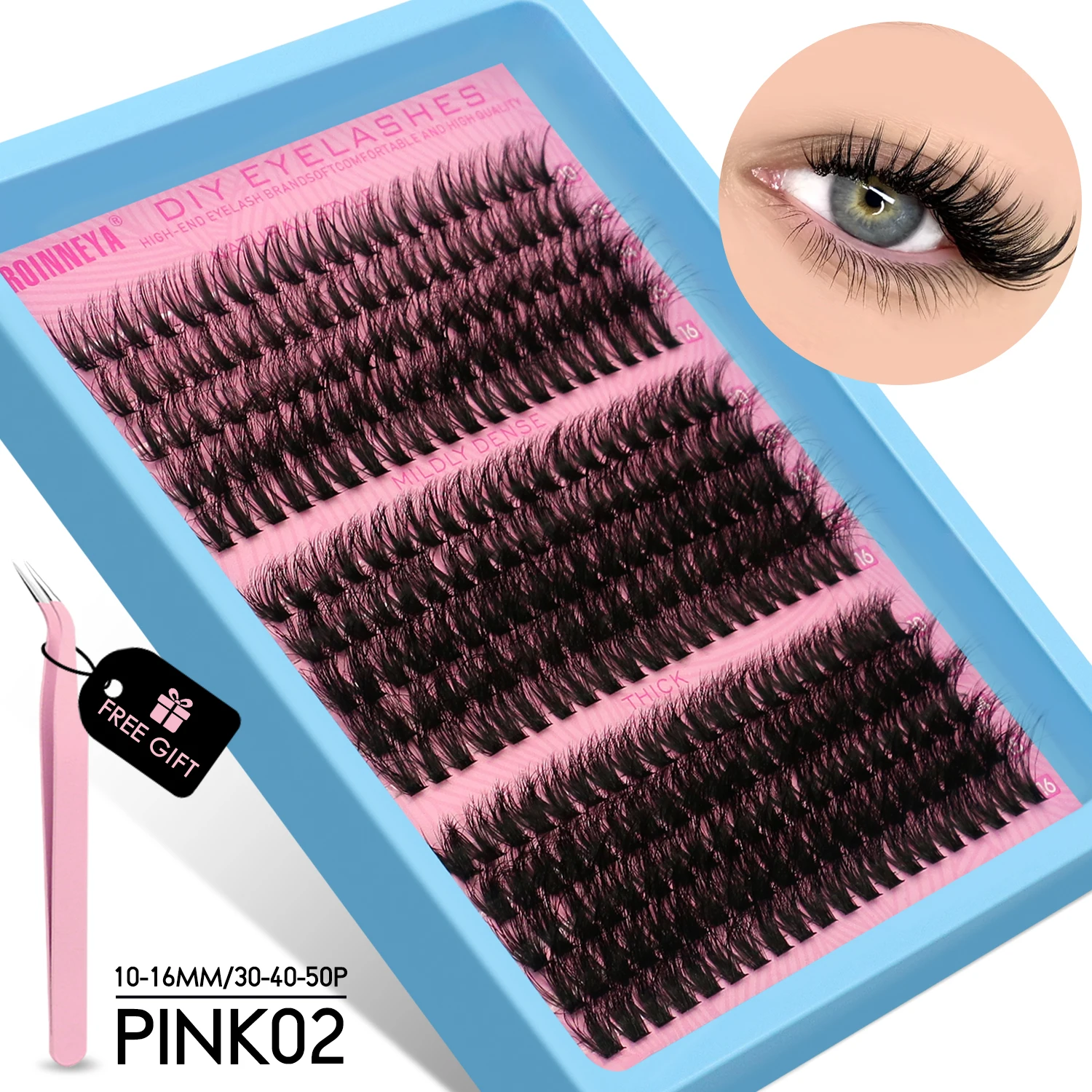 Cluster Lashes Kit, 15 Rows Mixed Volume Eyelashes