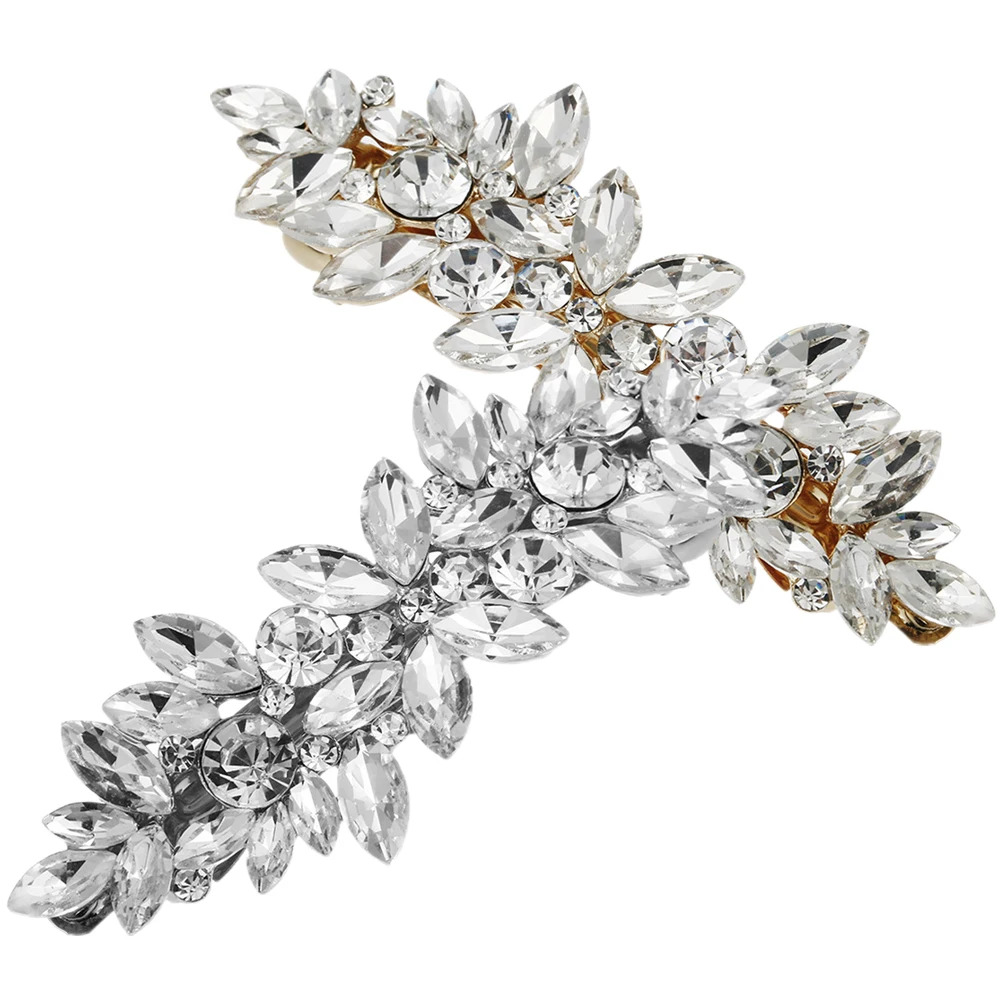 قطعتان من مشابك الشعر المصنوعة من حجر الراين مصنوعة من مادة سبائك ممتازة وإكسسوارات لامعة متينة للنساء والفتيات وحفلات الزفاف والخطوبة #1