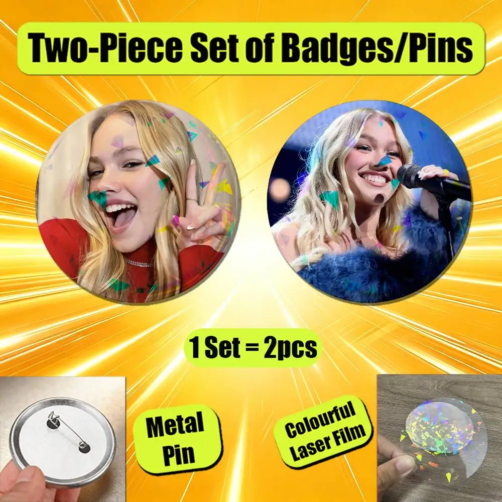 For Freya Skye Badge Pin Insignia 2 Pcs Set Round Button Emblem Laser Film Gift 75mm Custom