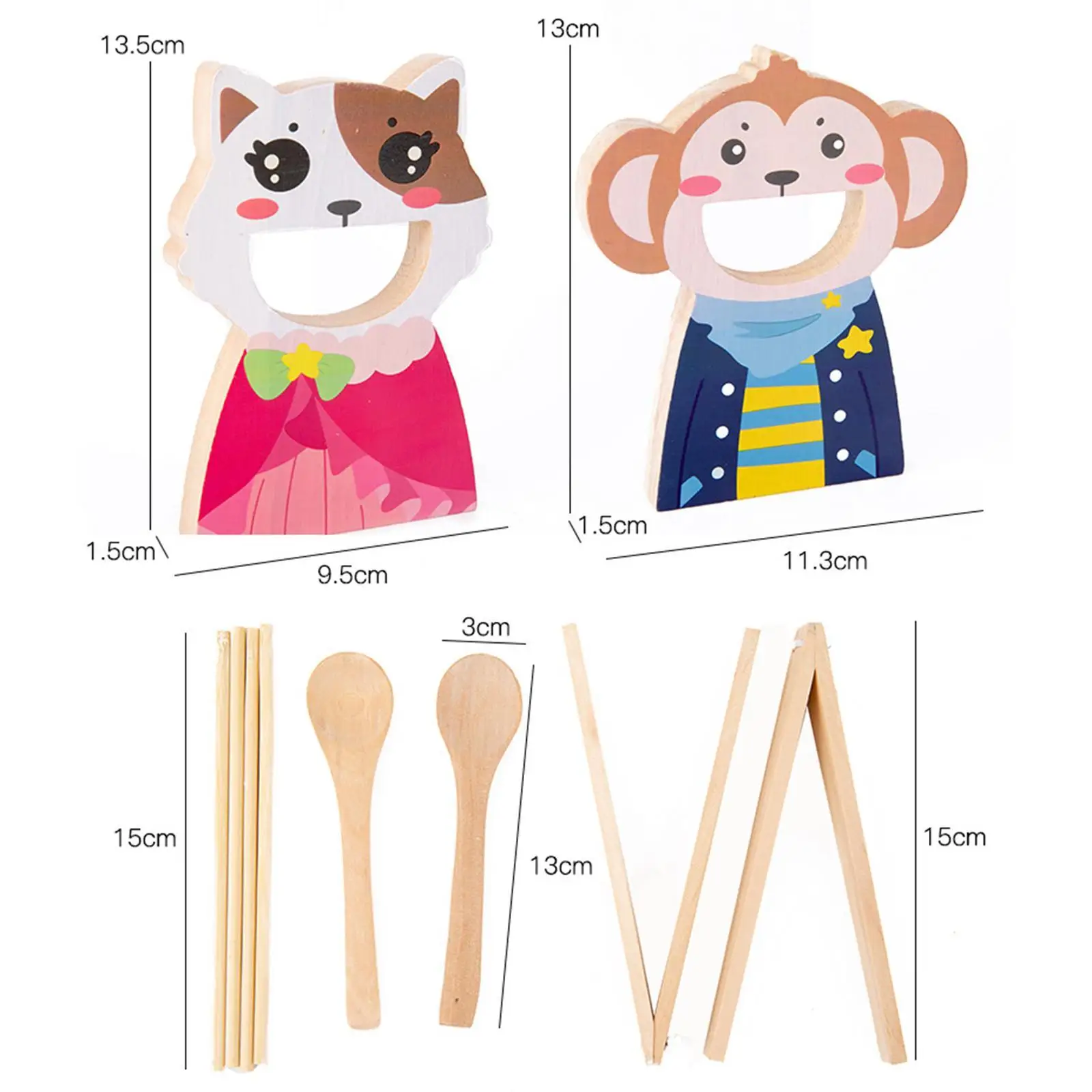 

Wooden Feeding Toy Fine Motor Cartoon with Chopsticks Spoons for Kindergarten Activity Life Skills Interaction Coordination