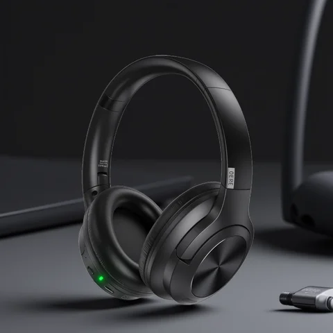 Wireless bluetooth headset QERE E80 Earphone 5.3 ANC Noise Cancellation Hi-Res Audio Over the Ear headphones 70H 40mm Driver2.4G