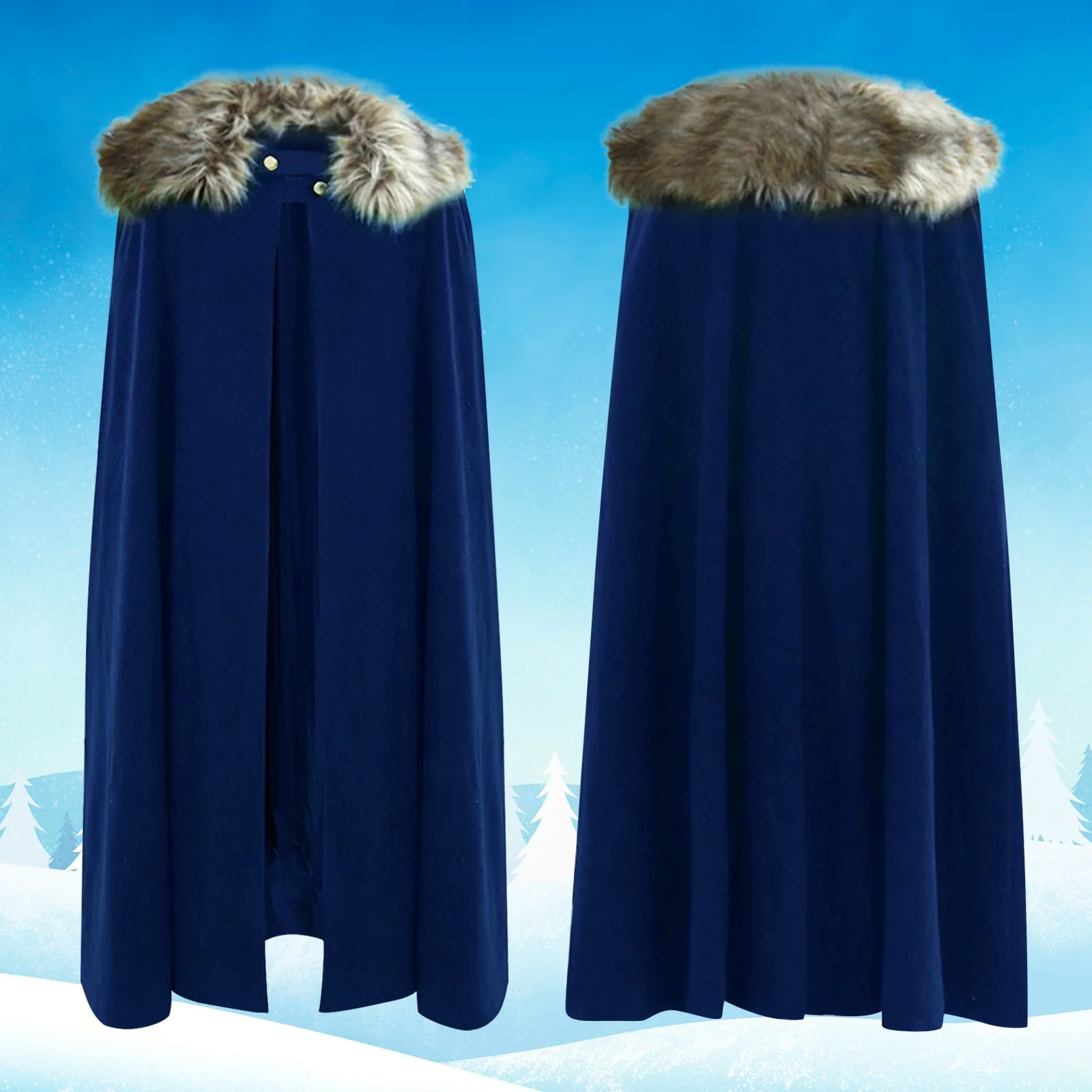 2024 medievale donna e uomo mantello per adulti inverno collo spesso cavaliere Cosplay mantello cappotto gotico mantello retrò Costume di Halloween