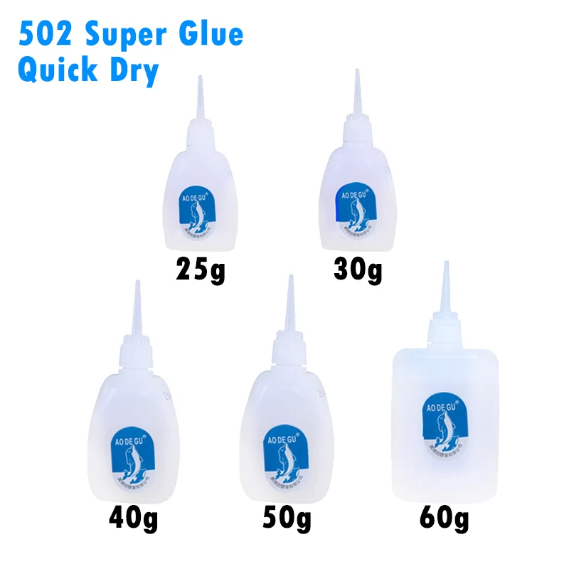 60g 502 Super Glue Fast Glue Instant Quick Dry Cyanoacrylate Strong Adhesive Quick Bond Leather Rubber Metal Office Supplies