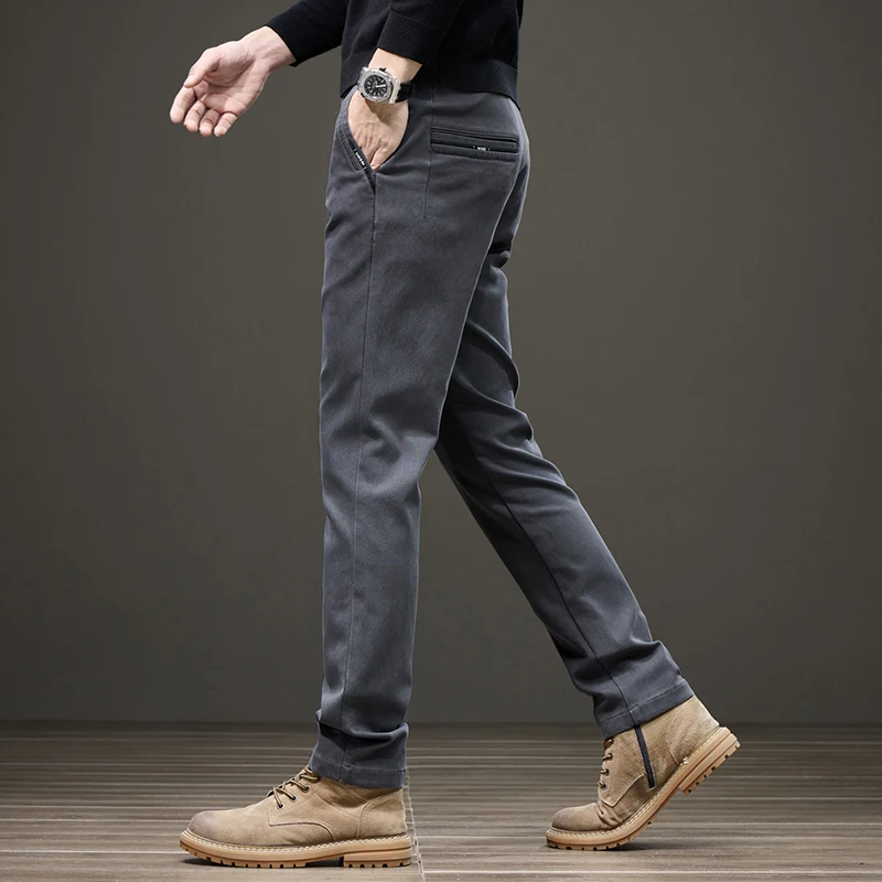 Lyocell-Pantalones rectos elásticos para hombre, ropa informal, cómoda y suave, con cintura elástica, a la moda, para oficina y negocios