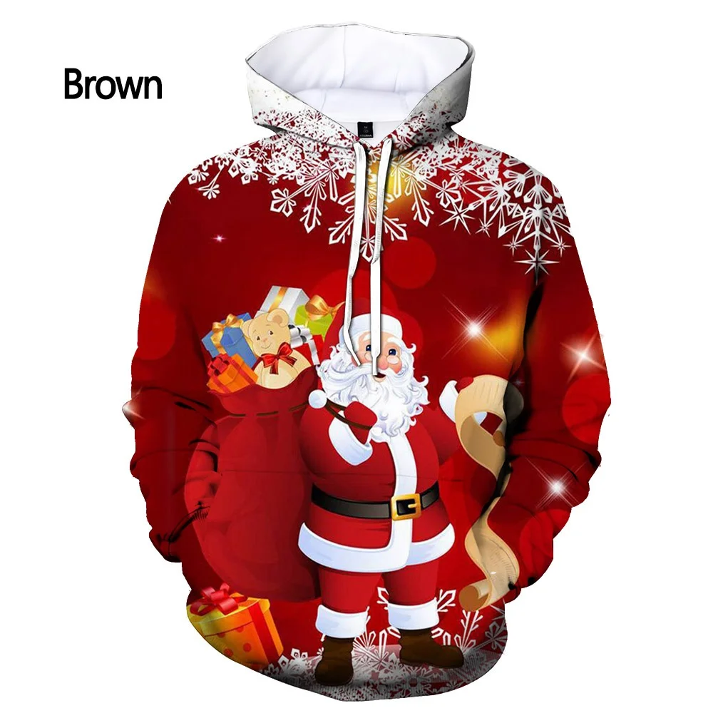 المألوف عيد الميلاد 3D مطبوعة هوديي للبنين والبنات طويلة الأكمام ثلج / سانتا كلوز عارضة الرياضة شاطئ الشارع رقيقة أعلى #6