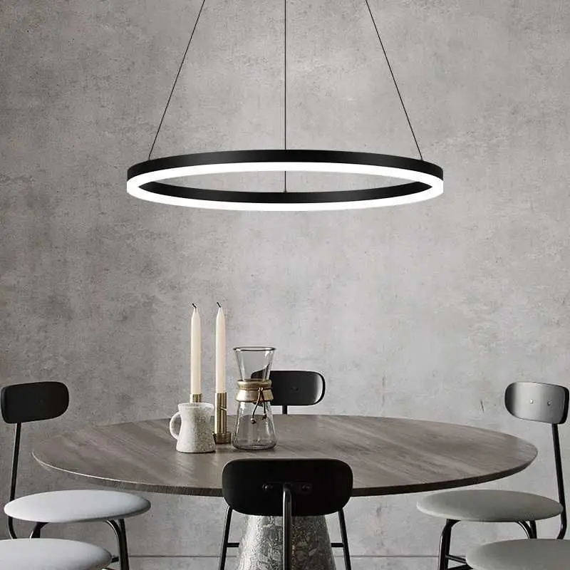 

Nordic Led Round Ring Pendant Lamps Dimmable for Table Dining Room Kitchen Bar Minimalist Home Decor Lighting Lusters Luminaires