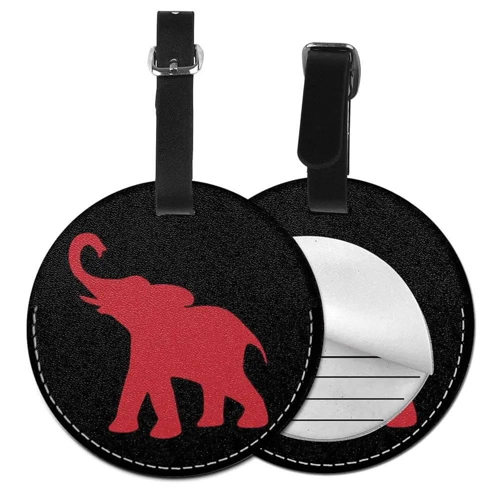 

Free ShippingLuggage Tag Red Elephant Black, Pu Leather Bag Travel Suitcases Id Identifier Baggage Label for Women Men Boys Girl