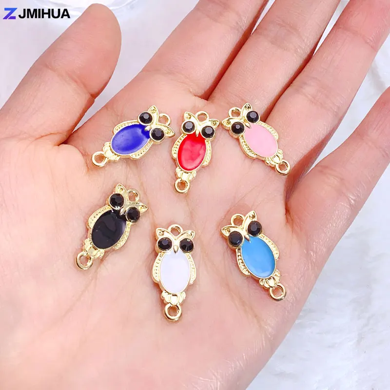 15pcs Enamel Owl Charms Connectors For Jewelry Making Findings DIY Handmade Earrings Bracelets Accessories