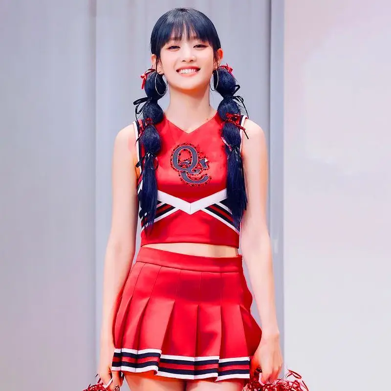 Kpop Idol outfit Hip Hop Cheerleading Dance Adult women Jazz Dance  gidle Cheerleader Costume Girl YUQI clothing