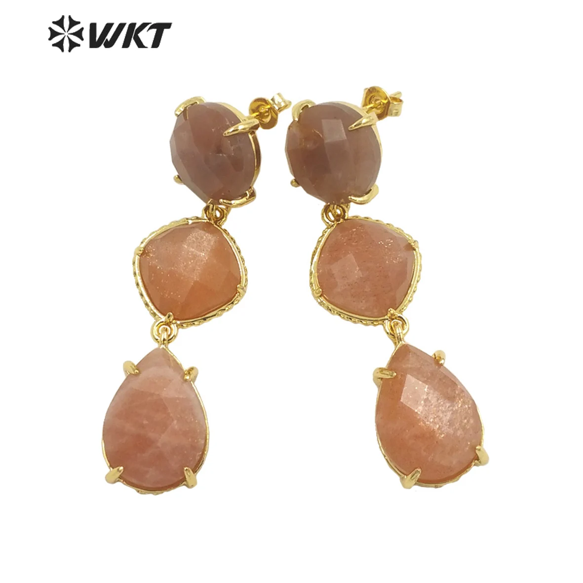 WT-E689 WKT 2022 Meisjes Feest Mode Accessoires Natuurlijke Edelsteen Gouden Plaat Oorbellen Mooi Cadeau Trend Sieraden Nieuw