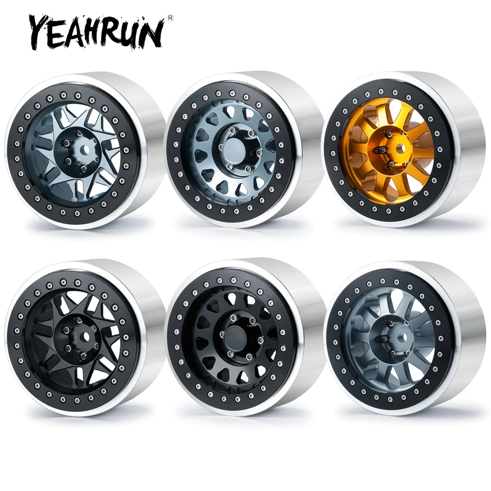 YEAHRUN 1/4Pcs CNC Aluminum Alloy 2.9" Beadlock Wheel Hub Rims for Axial SCX6 AXI05000 Wrangler 1/6 RC Crawler Car Upgrade Parts