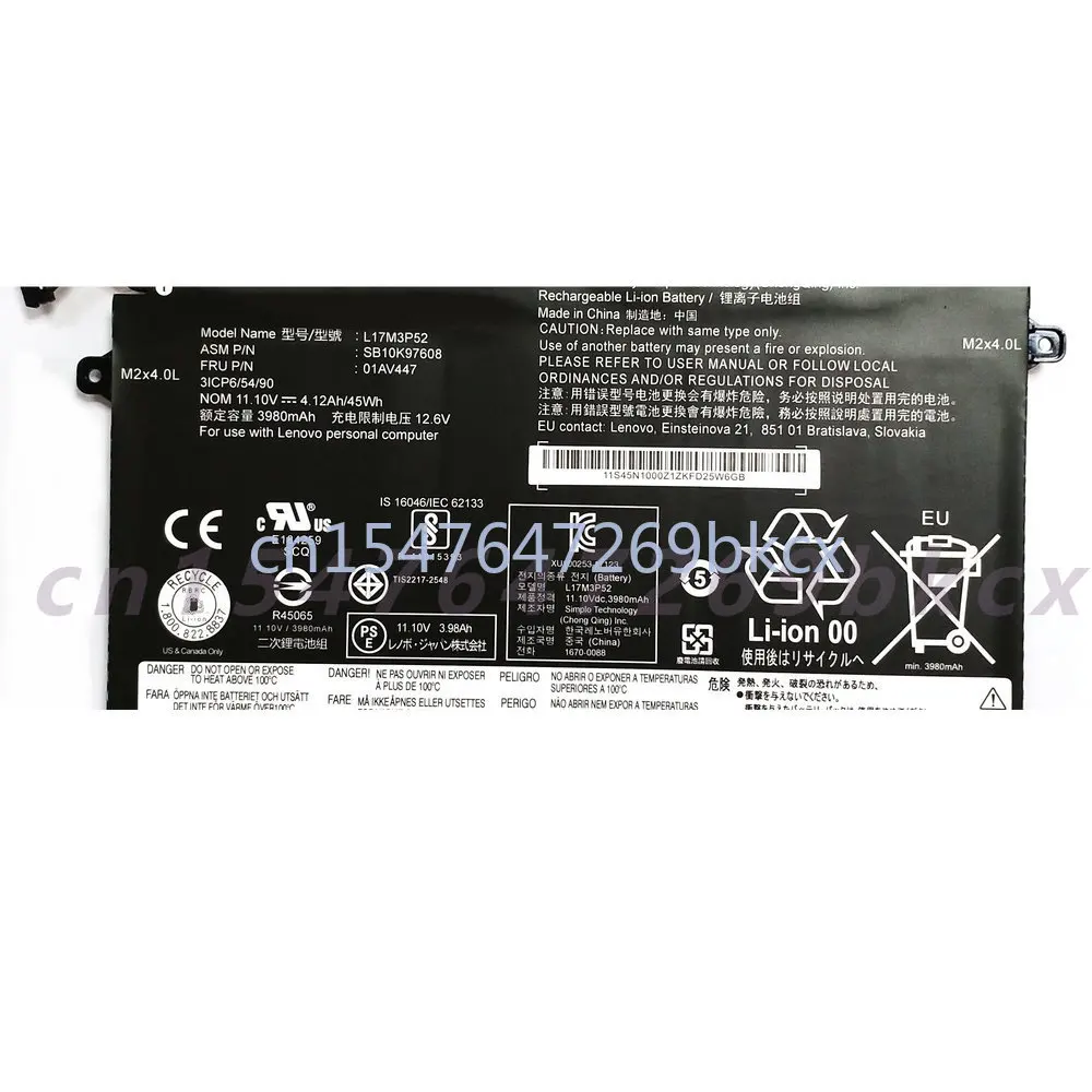 High Quality NEW L17M3P52 Laptop Battery For ThinkPad E480 E485 E580 E490 E590 E585 E595 R480 R580 01AV448 L17M3P52 L17L3P51 L1