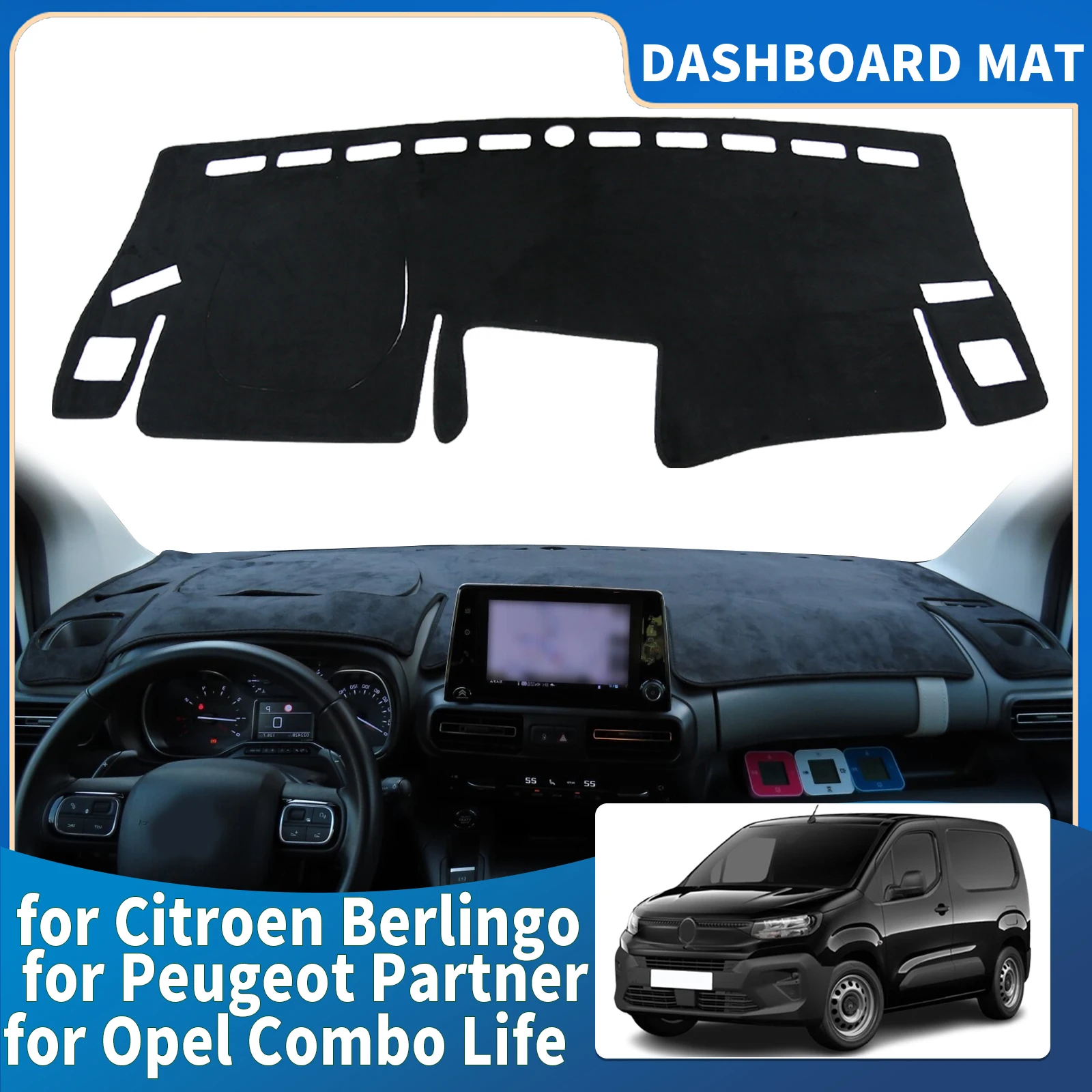 

for Peugeot Partner for Citroen Berlingo for Opel Combo Life 2019-2022 Dashboard Cover Pad DashMat Sunshade Protective Carpet