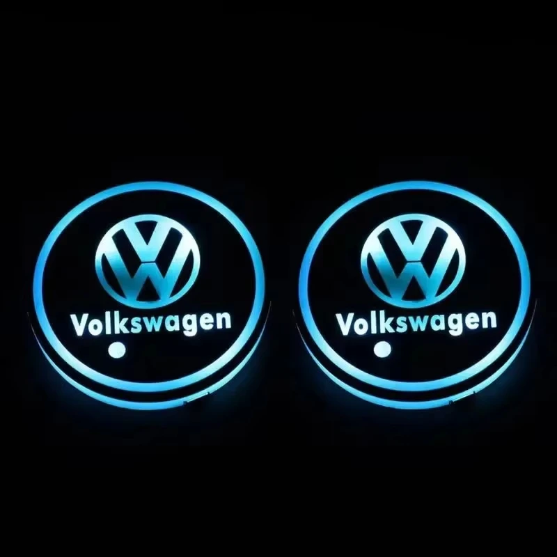 New 7 Color LED Car Cup Holder Light Luminous Coaster Water Cup Pad For VW Volkswagen Polo Jetta Golf Beetle CC GTI golf Passat - view 2