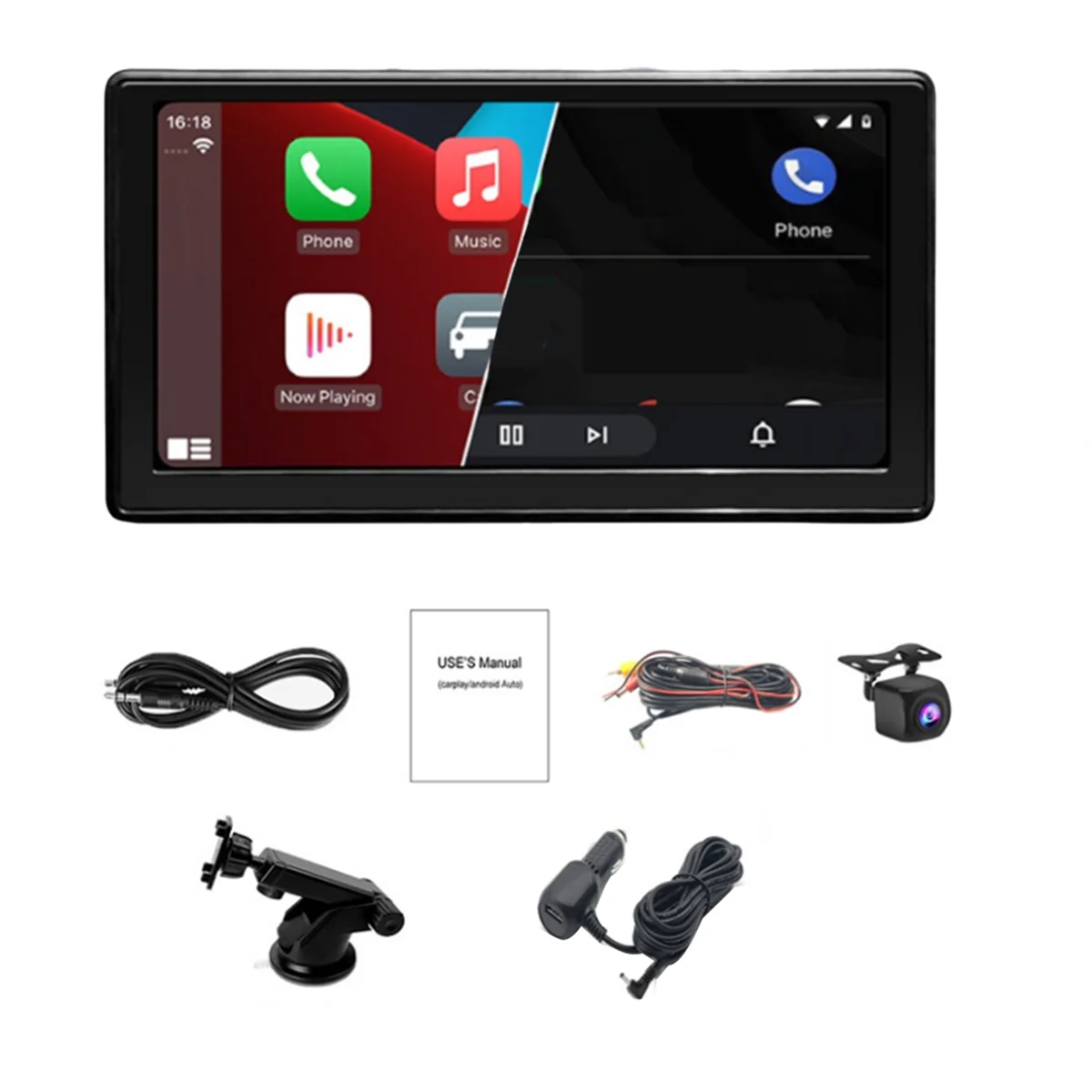 T45C_7-дюймовый портативный беспроводной Carplay Android Auto автомобильный радиоприемник MP5 видеоплеер автомобильная стерео FM автомобильное обратное изображение