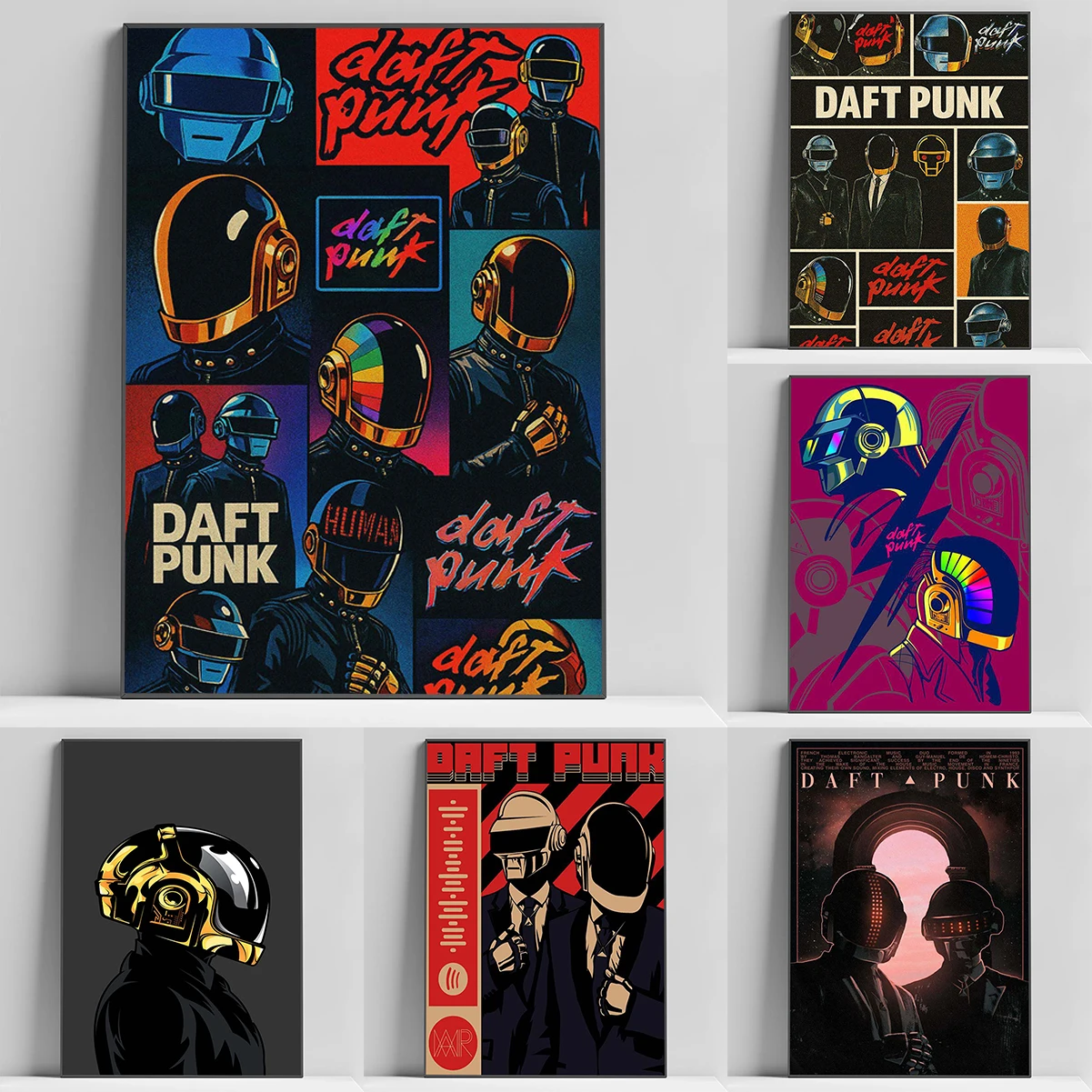 

France D-Daft P-Punk Band Poster Canvas Wall Art Mural Photo for Living Room Decor Man Decorative Posters Home and Decoration