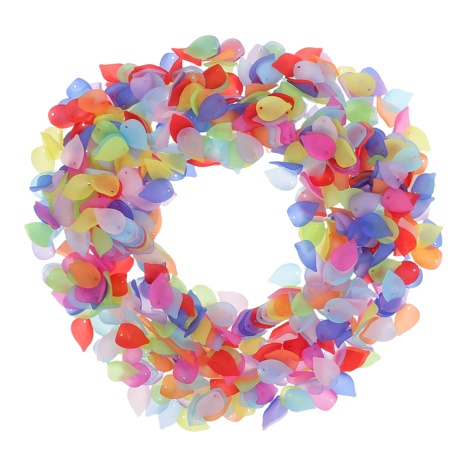 

560pcs Plastic Petal Hair Accessories With Hole Frosted Acrylic Beads For Diy Jewelry Making Wedding Crafts Decor Mixed Color