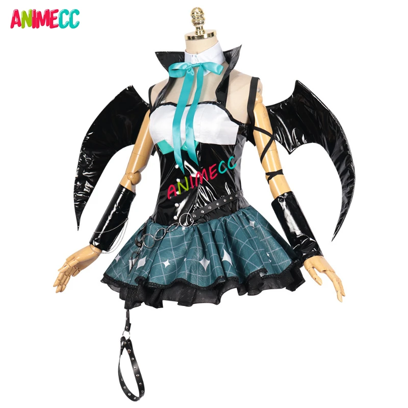 ANIMECC Miku Cosplay Costume parrucca Tattoo Sticker 2023 rassal Mikuu Devil Cosplay Wings Tail Halloween Party Dress per le donne ragazze