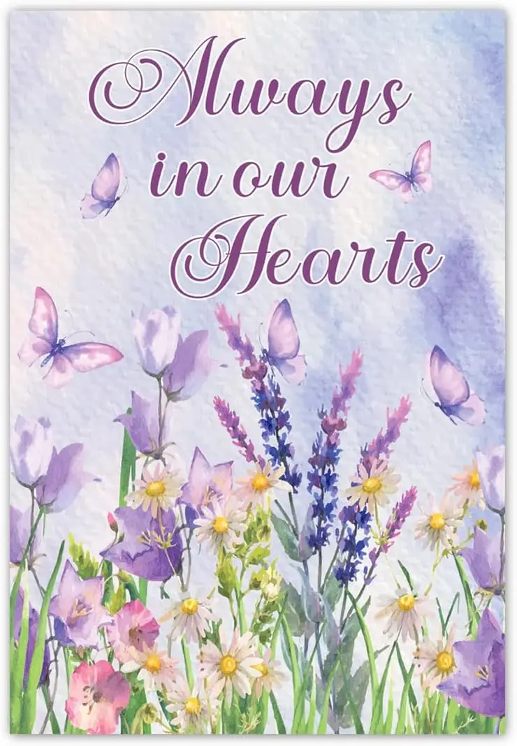 Always in our Hearts Garden Falg,Memorial Day Garden - in Loving Memory Yard Lawn Decorations - Missing You Forever in Ou