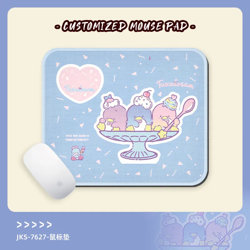 

Girls Office Sanrio Leather Mouse Pad Simple Hello Kitty KuroMi Melody Edge Lock Small Non-Slip Mouse Pad Convenient Mouse Pad