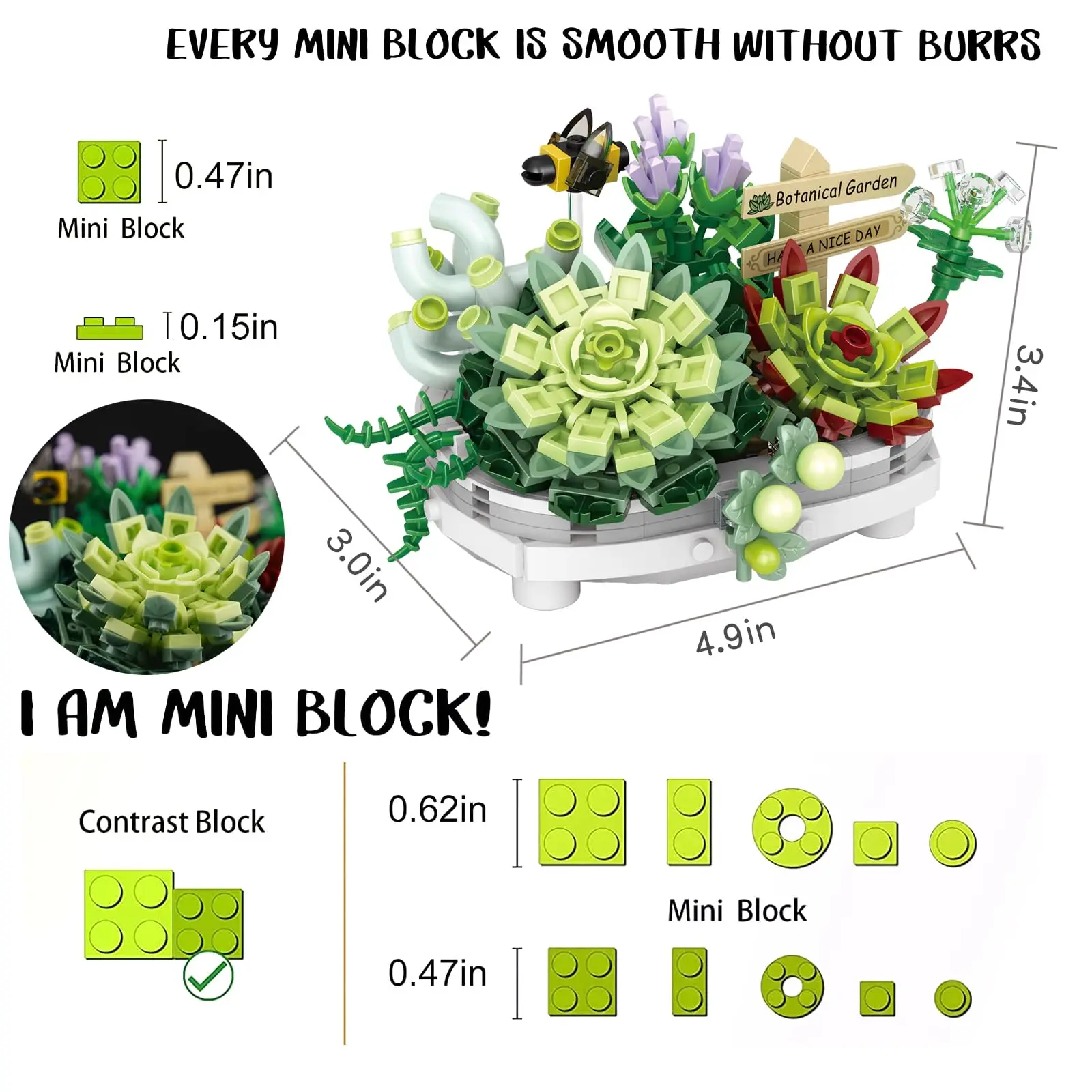 389Pcs Succulent Bonsai Botanical Building Blocks Toys Collection Sets Plants and Flowers DIY Home Decoration Gift for Women Kid