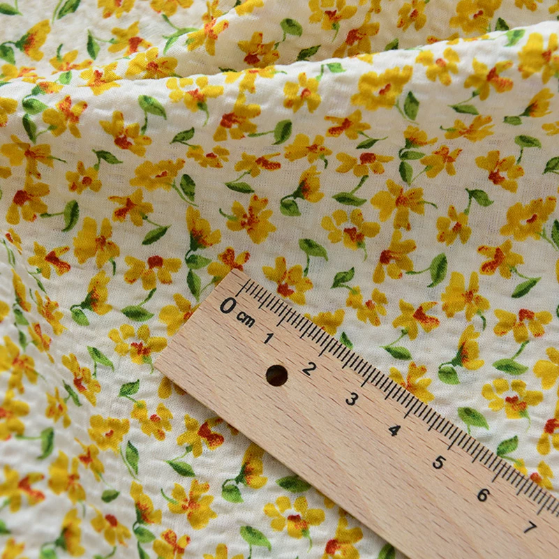 Salt Shrinking Cotton Fabric DIY Handmade Floral Tulip for Sewing Clothes Dresses by Half Meter