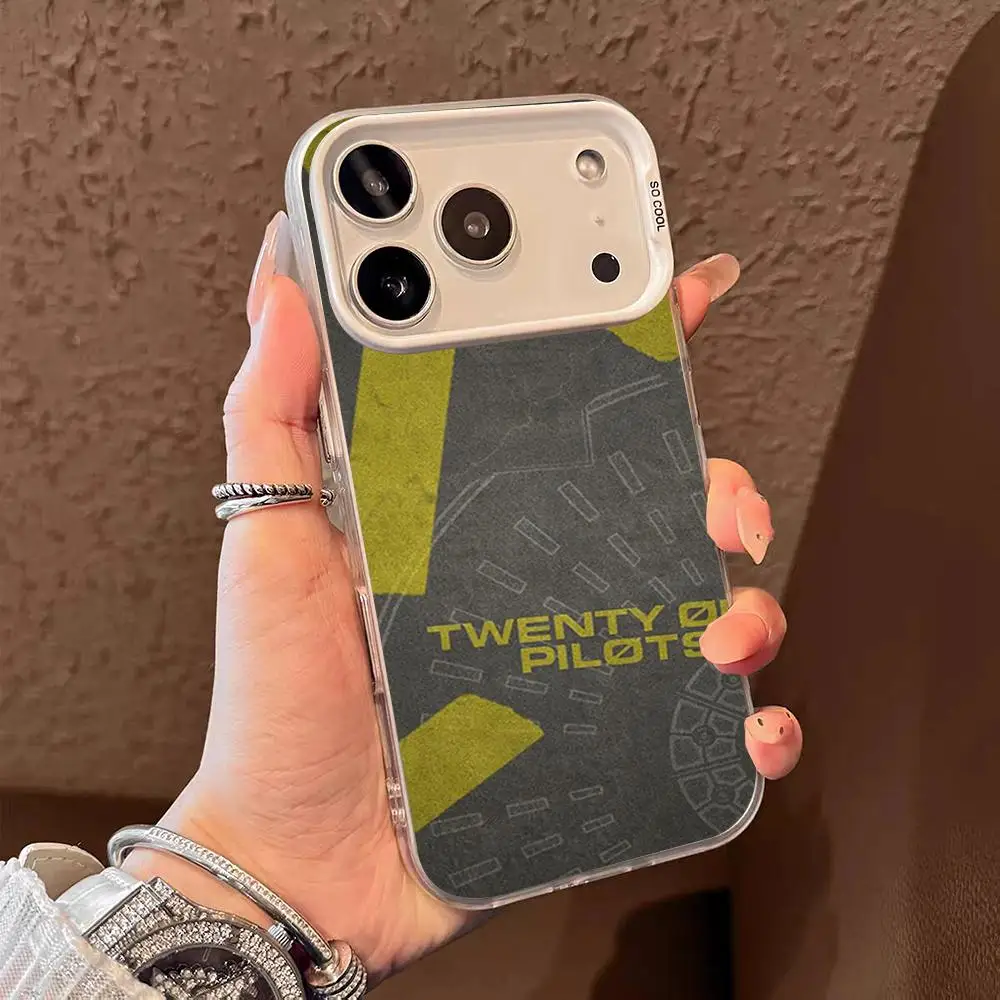 حافظة هاتف T-Twenty O-One Pilots Band لهاتف IPhone 17 Air 16 E 15 14 Plus 13 12 11 Pro Max غطاء فضي ملون #6