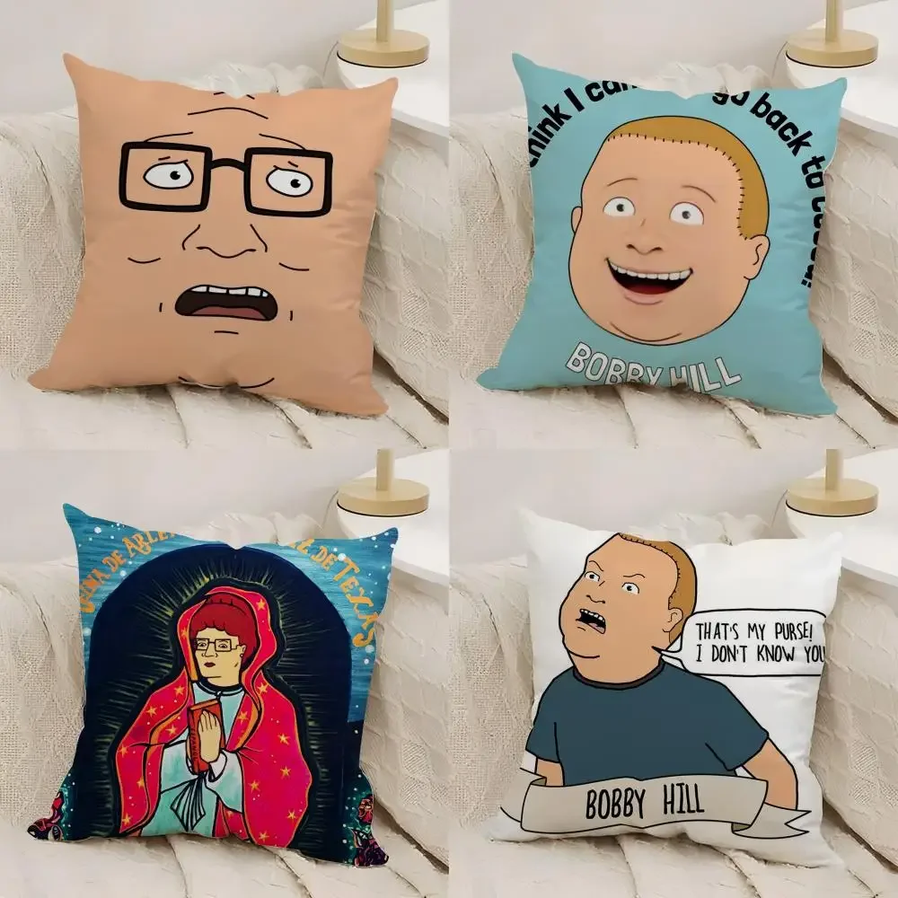 K_King of the H_Hill Cushion Cover Silky Short Plush Double-Sided Printed Pillow Case for Sofa All Seasons Home Decor Gift