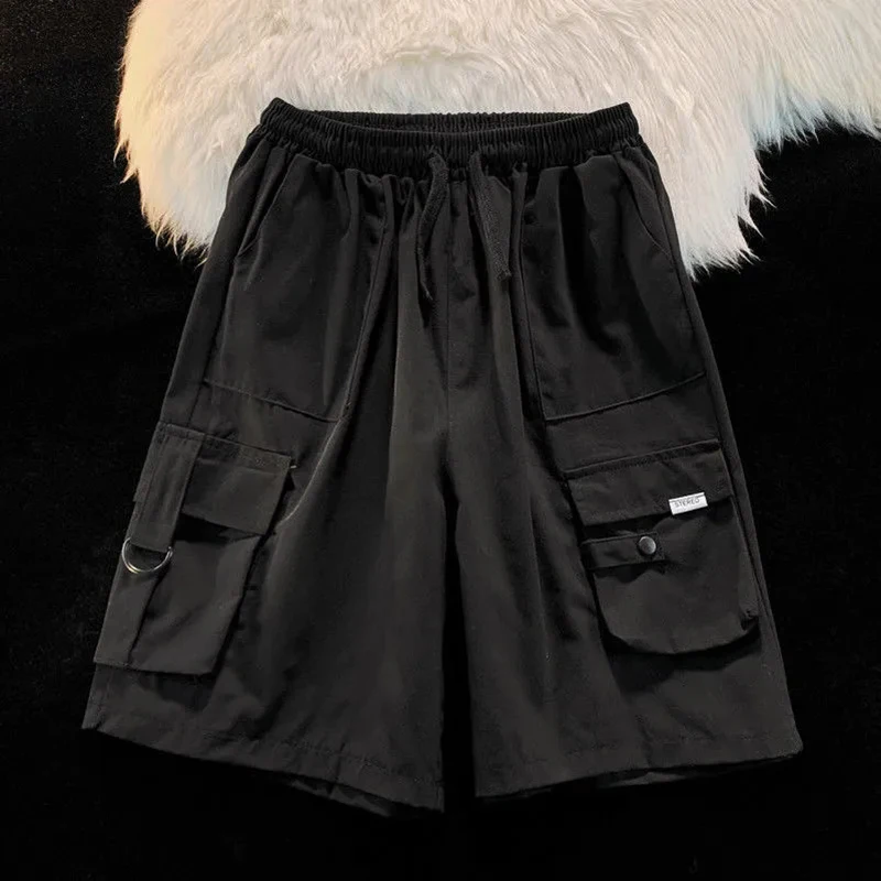 Gidyq Y2K Vintage Cargo Shorts Women Black Korean Streetwear Loose Wide Leg Shorts Summer Casual All Match Bf High Waist Shorts