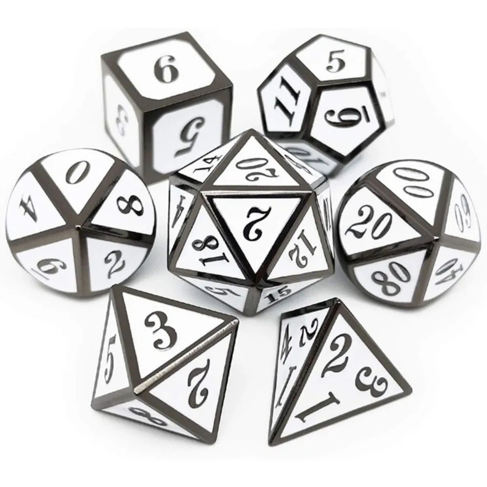 7 قطعة مجموعة النردات الرقمية المعدنية مجلس لعبة الطاولة ألعاب التفاعل لأرقام الملحقات ديكور المنزل لعب الأدوار متعدد الألوان