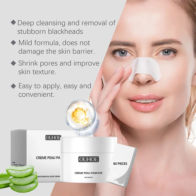 ใหม่ Blackhead Remover หน้ากากจมูก Pore Strip 60 ชิ้นกระดาษ Deep Face ทําความสะอาดแถบจมูก Peeling Acne Treatment Skin Care