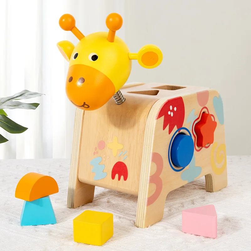 

Baby Puzzle Wood Giraffe Intelligence Box Montessori Education Board Games Stacking Building Blocks Constructor Interactive Toys