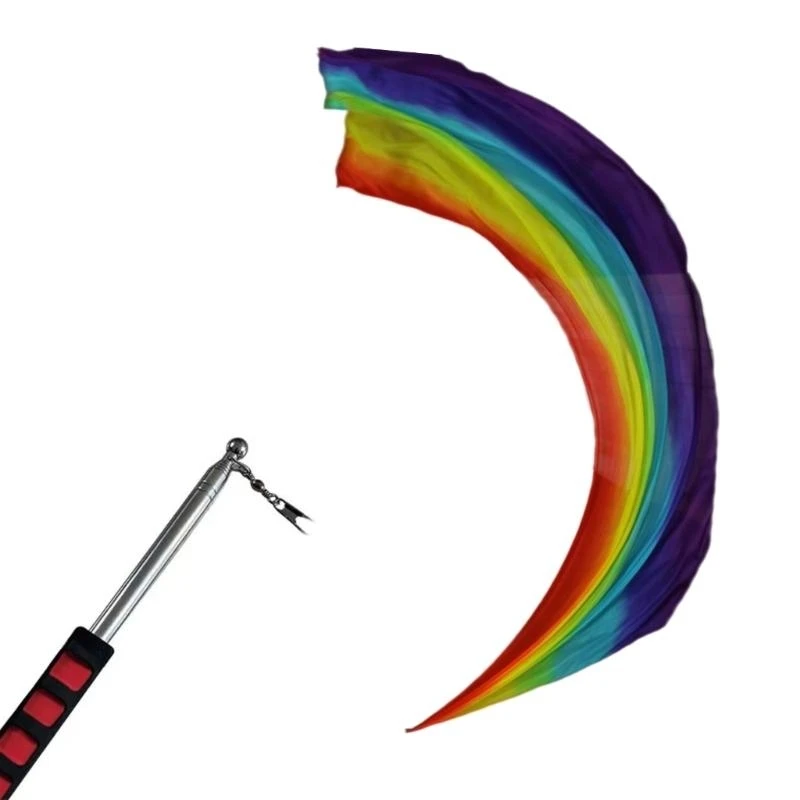 1Pc Zijden Sluier + 1 Pc Poi Chain Bal Vrouwen Buikdans Zijden Sluier Poi Streamer Gegooid Ballen toneelvoorstellingen Rekwisieten Geschenken