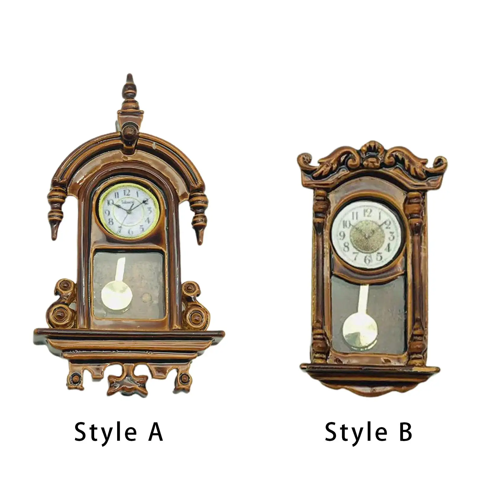 Simulation 1/12 Scale Miniature Model Roman Clock Accessories Toy Scenery Supplies Home Bedroom Vintage Wall Clock Decor