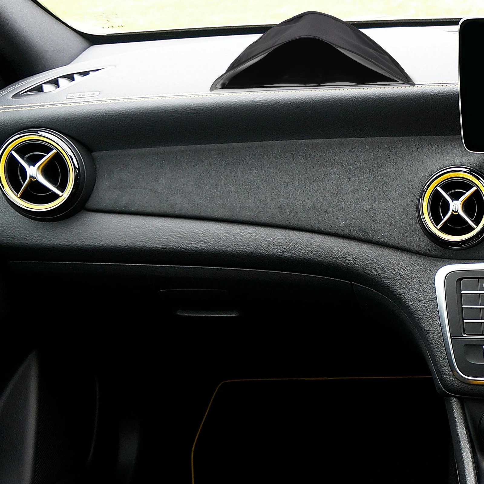 

Thick Fabric Car Phone Sunshade Uv Protection Foldable Dashboard Mount Easy Install Navigation Use Motorcycle Compatible Black