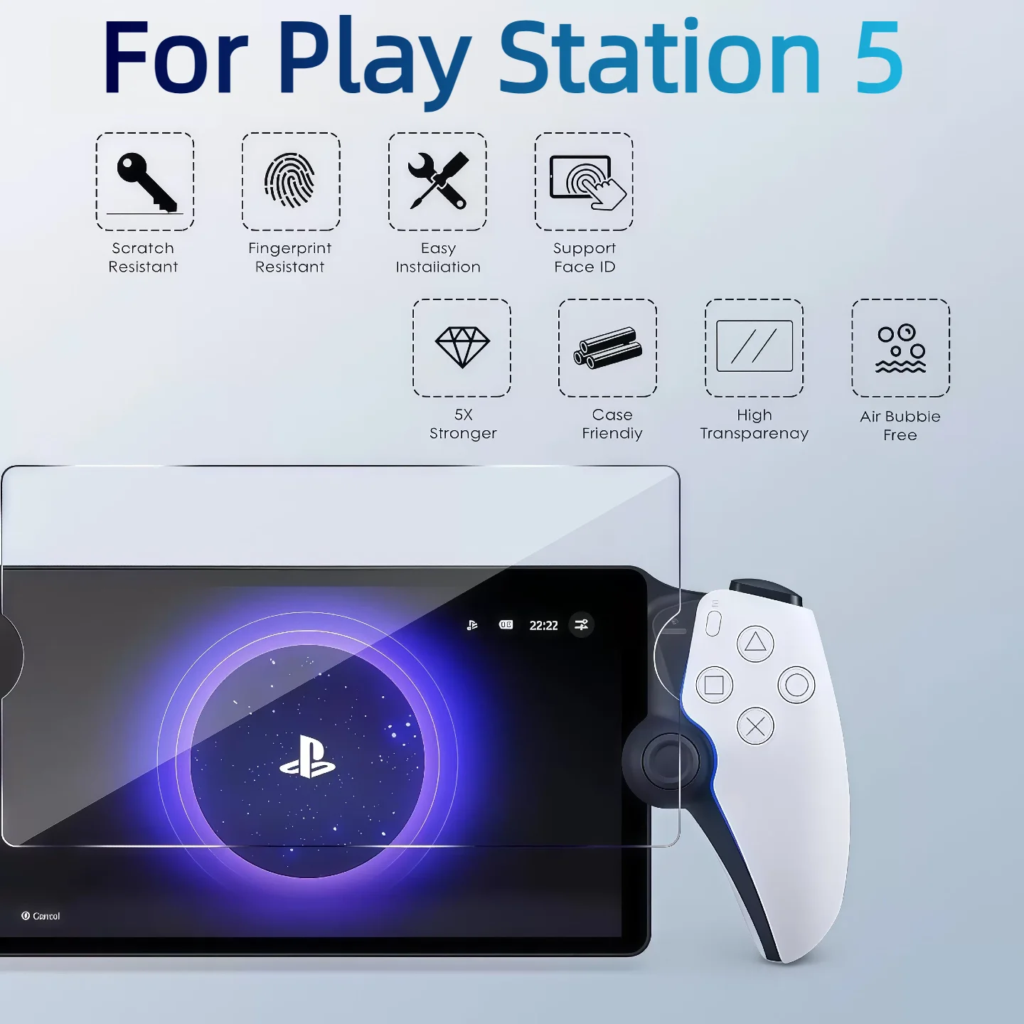 Applicable to Sony PS5 handheld PlayStation Portal console 8-inch tempered glass screen protector