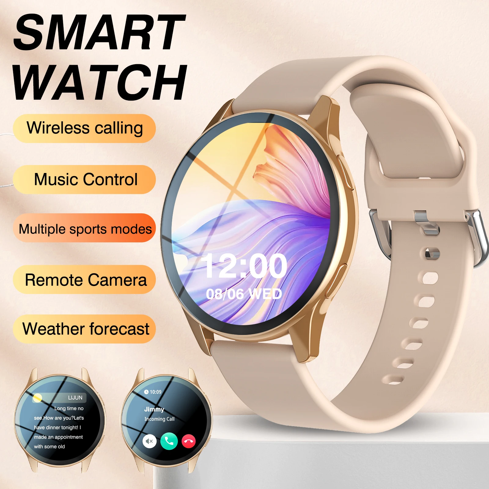 

Смарт-часы, беспроводной вызов/набор номера, мультиспортивный режим, несколько напоминаний о приложении, подходит для мужчин и женщин, совместим с IPhone/An