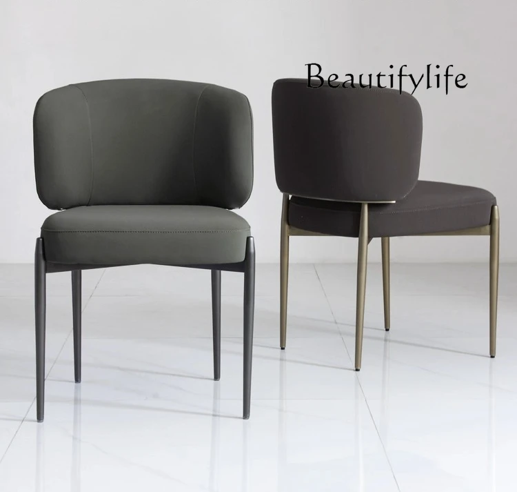 

Simple modern household dining chair Nordic medieval design stainless steel chair frosted flannel
